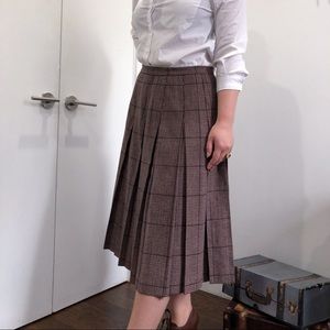 Vintage 80s Plaid Wool Pleated Skirt